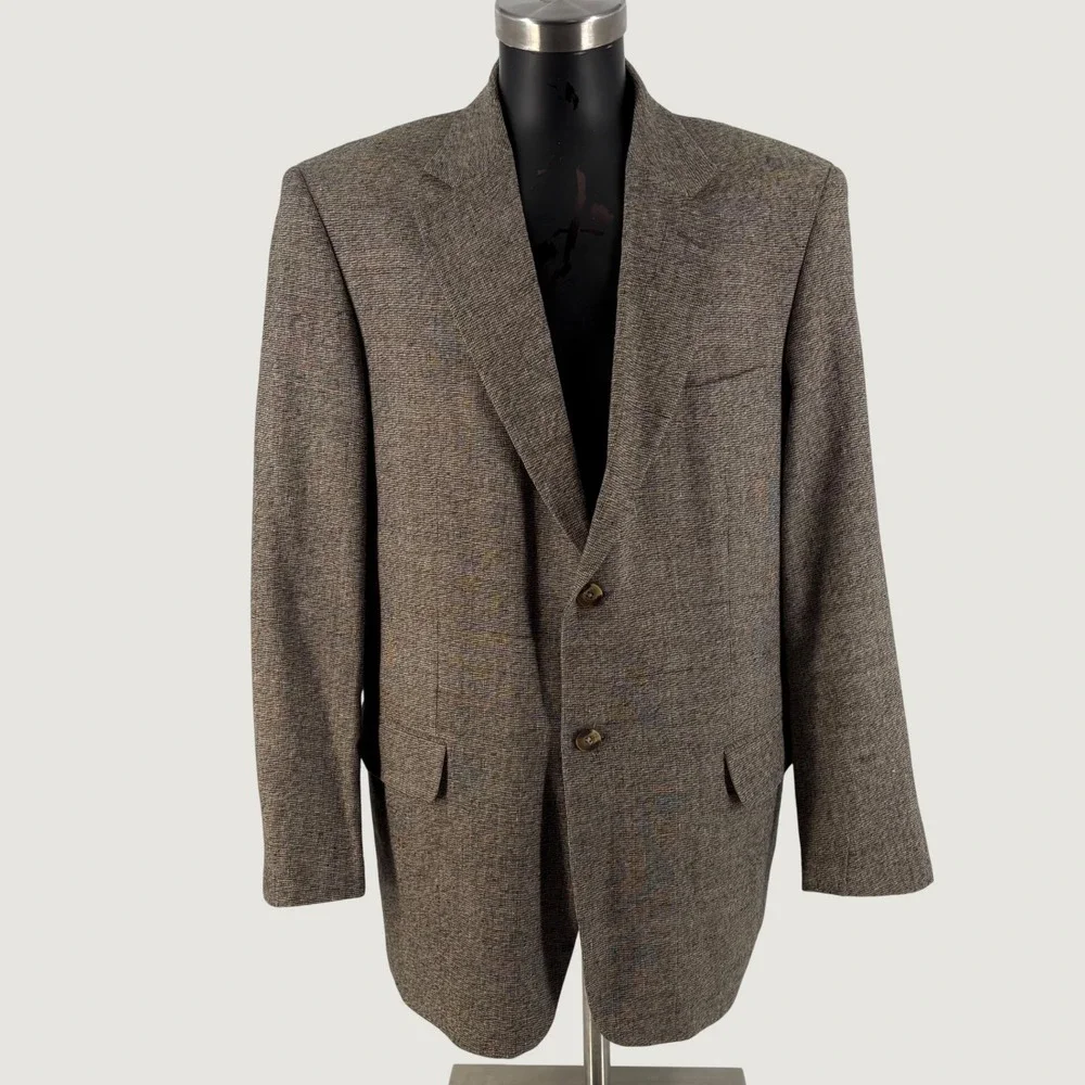 TravelSmith Blazer Mens 42R Brown 100% Silk Two Button Textured Sport Coat 8861